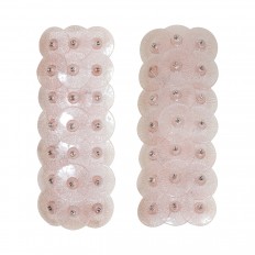 Pair of rectangular sconces with pink glass disks